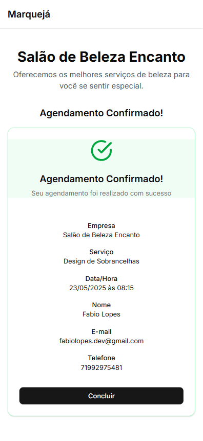 Confirmação de agendamento no celular